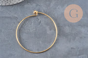 Bracelet jonc lisse boule acier 304 inoxydable doré 62mm, x1 (G11264)