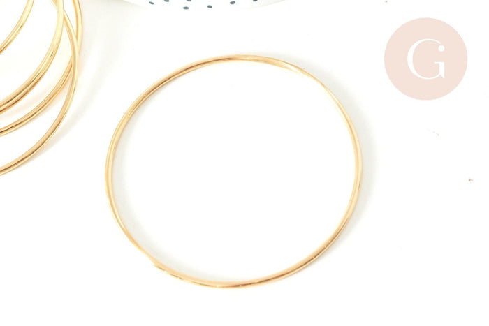 Bracelet jonc lisse rond acier 304 inoxydable doré 70mm, x1 (G7733)