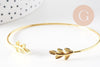 Bracelet jonc ouvert réglable 16k feuille 63mm, x1 (G2199)