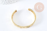 Bracelet jonc réglable doré 16k zircons oeil protecteur 60x48mm, x1 (G4258)