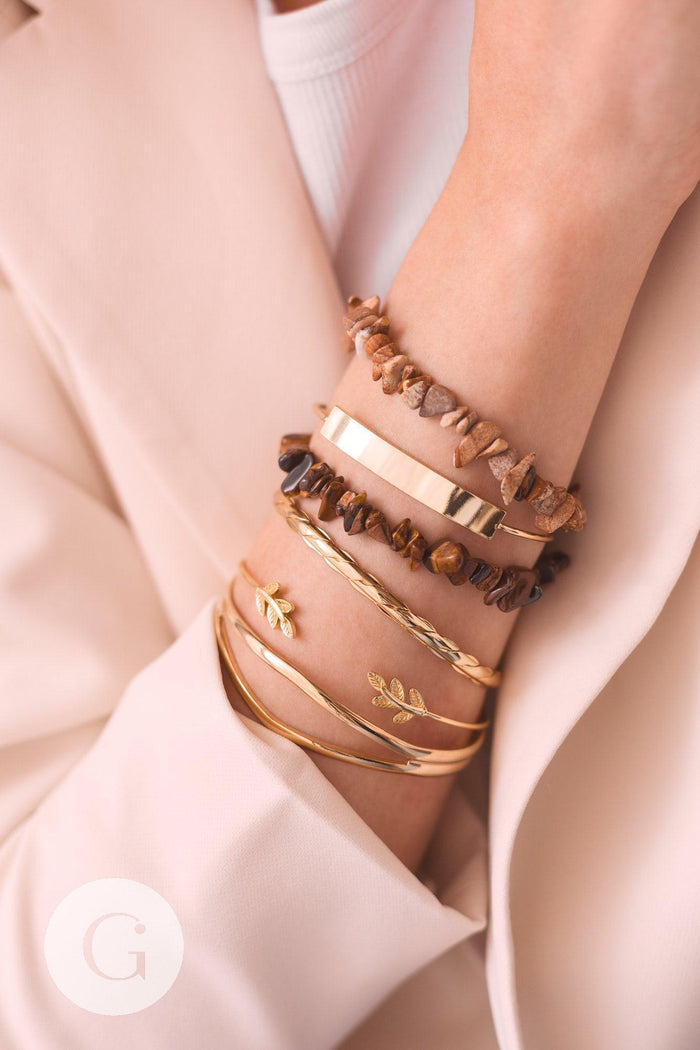 Bracelet jonc réglable laiton doré 18K 64mm, x1 (G1241)