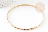 Bracelet jonc strié acier inoxydable doré 14k 71mm, x1 (G5961)