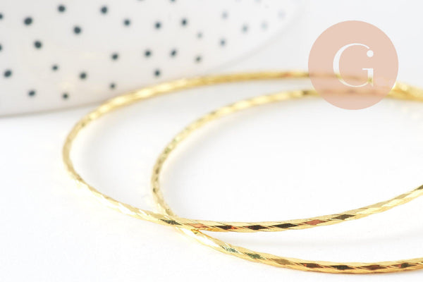 Bracelet jonc strié laiton doré 62mm, x1 (G3962)