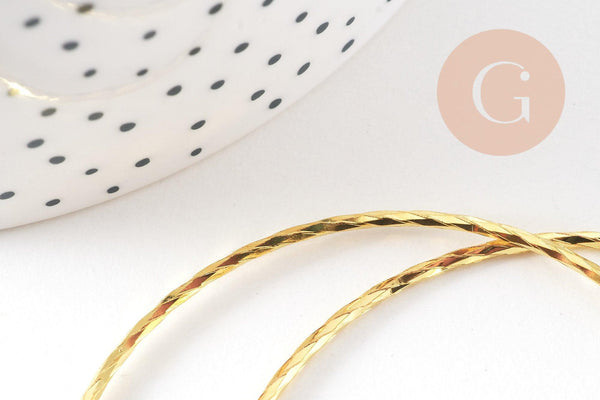 Bracelet jonc strié laiton doré 62mm, x1 (G3962)