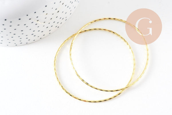 Bracelet jonc strié laiton doré 62mm, x1 (G3962)