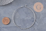 Bracelet jonc texturé rond 1mm acier 304 inoxydable platine 60mm, x1 (G10988)