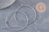 Bracelet jonc texturé rond 1mm acier 304 inoxydable platine 60mm, x1 (G10988)
