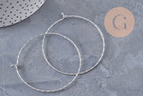 Bracelet jonc texturé rond 1mm acier 304 inoxydable platine 60mm, x1 (G10988)