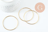 Bracelet jonc tibétain 2mm acier doré 66mm x1 (G9801)