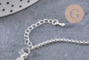 Bracelet maille rolo acier inoxydable argenté 16.5cm, x1 (G10914)