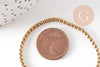 Bracelet maille rolo réglable fermoir coulissant acier inoxydable 304 doré 14k 24cm, x1 (G0188)