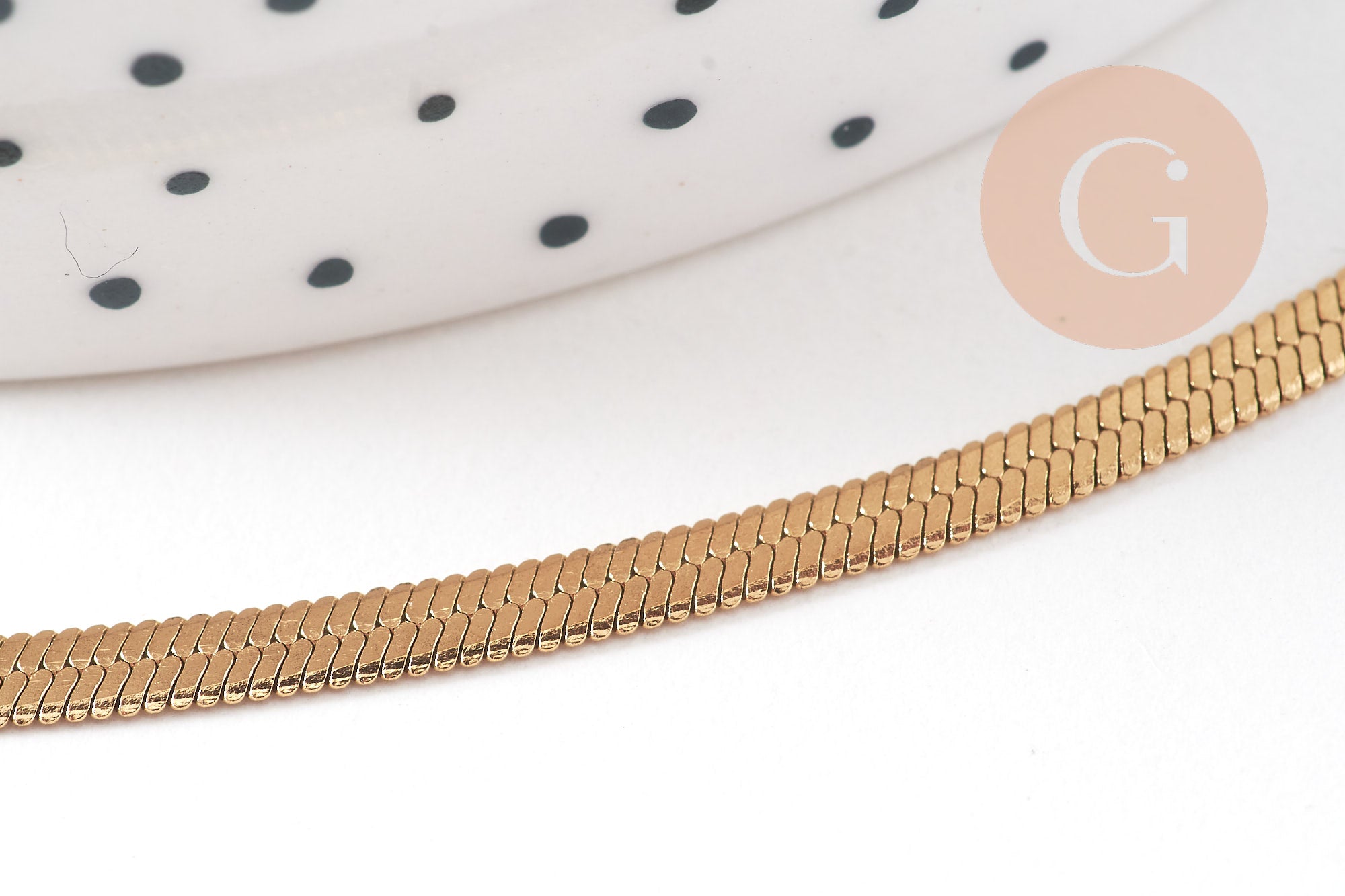 Bracelet maille serpent acier 304 inoxydable doré 14k inoxydable IP 18cm, x1 (G3926)