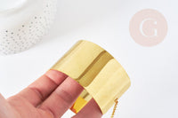 Bracelet manchette réglable laiton doré avec chainette 40mm, x1 (G0792)