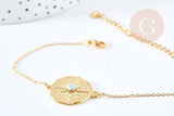 Bracelet médaille étoile oeil protecteur acier doré 304 inoxydable 25mm, idée cadeau anniversaire fête des mères femme, x1 G8797