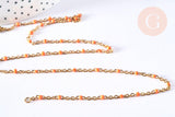 Bracelet ou collier acier doré 14k résine orange 1.5mm-20.5cm, x1 (G3709)