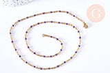 Bracelet ou collier acier doré 14k résine violet 1.5mm-20.5cm, x1 (G3601)