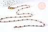 Bracelet ou collier acier doré 14k résine violet 1.5mm-20.5cm, x1 (G3601)