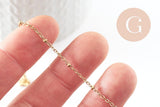 Bracelet réglable chaine satellite acier 304 doré inoxydable 18.5cm, x1 (G9595)