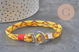 Bracelet réglable cordon polyester ancre zamac platine 21.5cm, x1 (G11324)