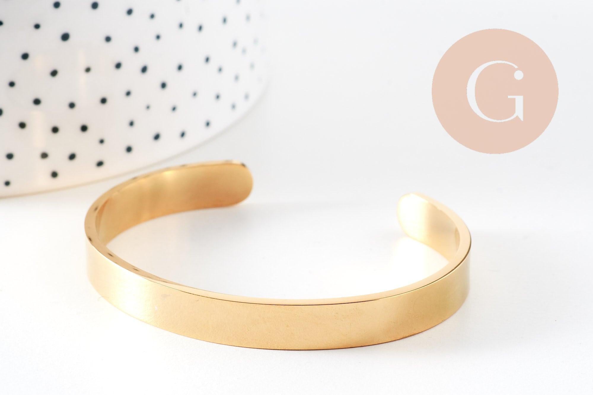 Bracelet réglable jonc lisse acier 304 inoxydable doré 50x63mm, x1 (G4912)
