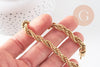 Bracelet torsadé acier doré 14k,bracelet acier chirurgical, sans nickel, 22cm, x1 (G1398)