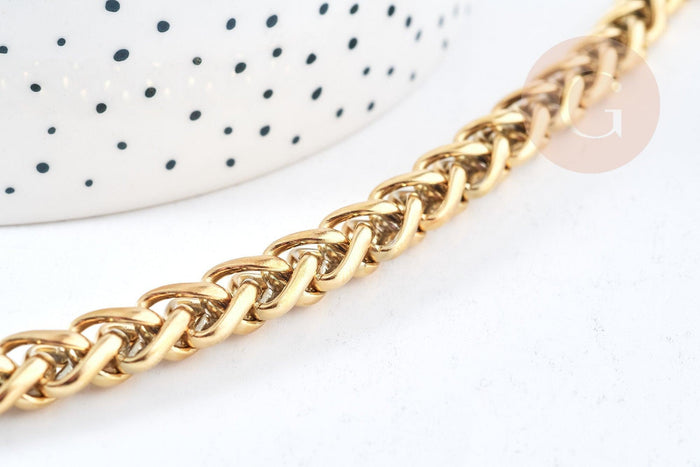 Bracelet très grosse maille acier 304 inoxydable doré 14k-20mm, x1 (G8711)