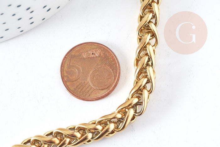 Bracelet très grosse maille acier 304 inoxydable doré 14k-20mm, x1 (G8711)