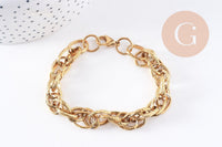 Bracelet très grosse maille acier 304 inoxydable doré IP 14k 20.5cm, x1 (G4197)