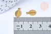 Breloque Feuille striée laiton brut 9,5mm, fournitures bijoux création bijoux, x 5 G6553