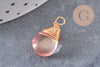 Breloque Goutte verre cuivre doré couleur mixte 18,5mm, breloque goutte verre, x1 (G8034)