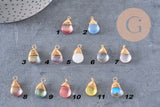 Breloque Goutte verre cuivre doré couleur mixte 18,5mm, breloque goutte verre, x1 (G8034)