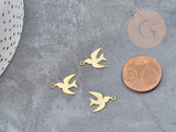 Pendentif Hirondelle acier 201 inoxydable doré 14mm, x1 (G9053)