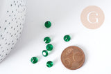Breloque Ronde zircons vert foncé translucides 6mm, création bijoux cristal, x5 G9012