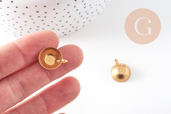 Breloque Tasse 3D laiton, x 2, (G7526)