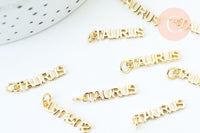 Breloque Taureau laiton doré 18k,sans nickel,création bijoux astrologique ,pendentif horoscope,20mm, x1 (G6043)