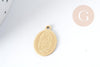 Breloque Vierge Marie ovale acier 304 inoxydable doré IP 16mm, x1 (G8993)