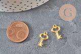 Colgante llave zamak dorado 15.5mm, x10 (G11227)