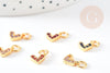 Breloque coeur zircons colorés laiton doré 18k 8mm, x1 (G3485)
