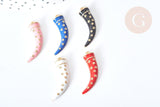 Breloque corne zamac doré émail coloré 28mm, x1 G8089