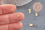 Breloque croix laiton doré 18k cristal,sans nickel,croix bijoux,pendentif religion, Pendentif zircon,6.5mm x1 (G0820)