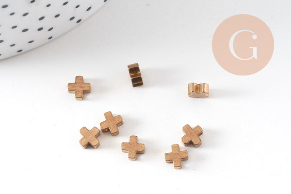 Breloque croix laiton,breloques laiton brut,croix bijoux,sans nickel, 6mmx10 (G0040)