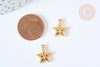 Breloque étoile acier 304 doré inoxydable 14.5mm, x1 (G7383)