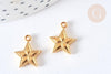 Breloque étoile acier 304 doré inoxydable 14.5mm, x1 (G7383)