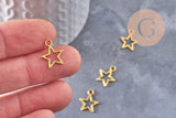 Breloque étoiles évidée zamac doré 14.5mm, x50 (G0496)