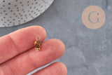 Breloque hexagone pierres naturelles laiton doré 12mm, x1 (G8343)