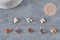 Breloque hexagone pierres naturelles laiton doré 12mm, x1 (G8343)