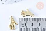 Breloque main oeil protecteur zamac doré 18k 20mm,sans nickel, pendentif chance, x1 (G6005)