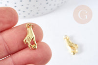 Breloque main zamac doré 18k 18.5mm,sans nickel, pendentif chance, x1 (G8789)