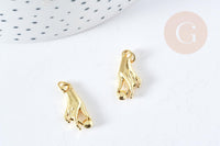 Breloque main zamac doré 18k 18.5mm,sans nickel, pendentif chance, x1 (G8789)