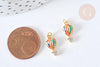 Breloque montgolfière émail multicolore laiton doré et zircon blanc 14mm,création bijoux coloré, x1 G7377